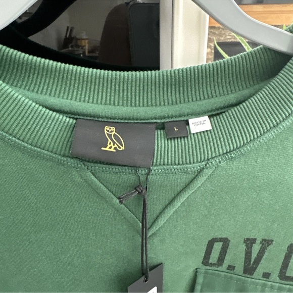OVO October's Green Utility Sweatshirt Crewneck Owl Size L New W/tags - Picture 2 of 6